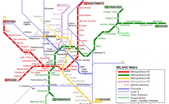 Милан. Схема метрополитена: